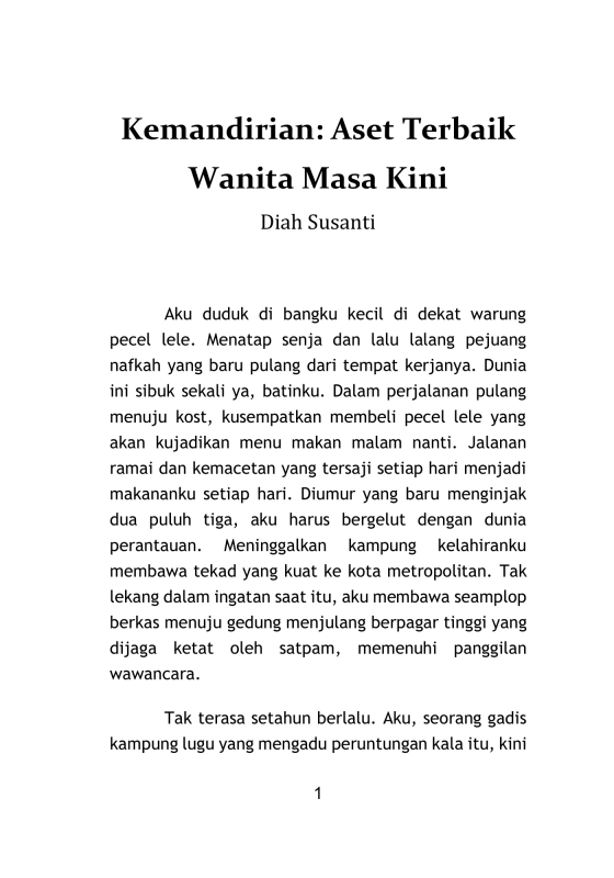 Kemandirian: Aset Terbaik Wanita Masa Kini