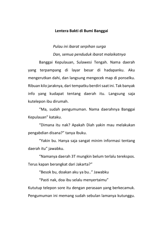 Lentera Bakti di Bumi Banggai