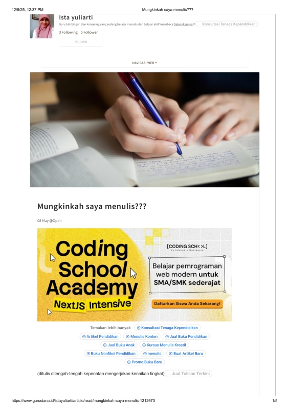 Mungkinkah Saya Menulis???