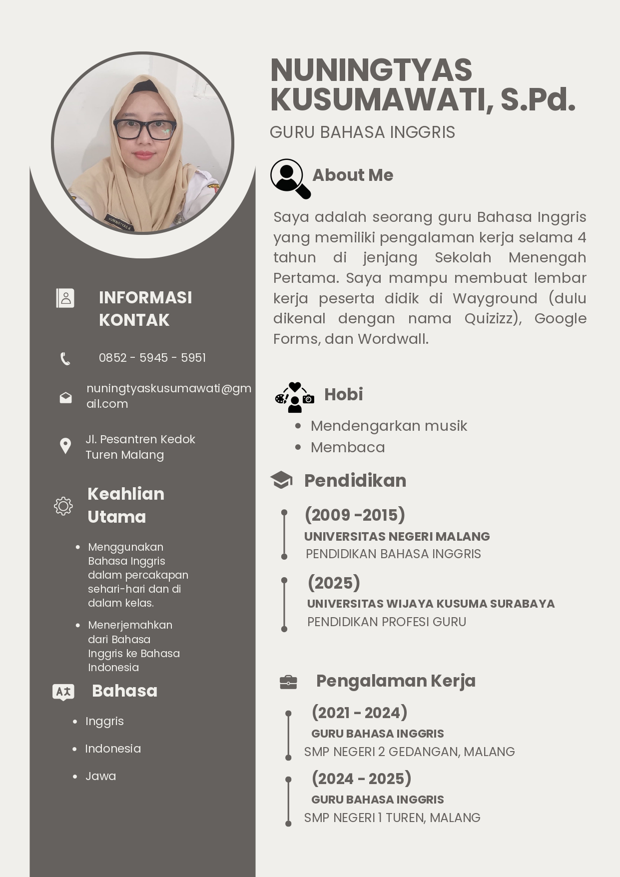 CV Nuningtyas Kusumawati, S.Pd